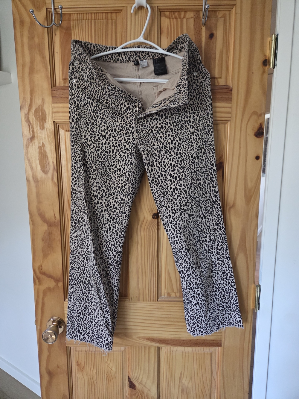 H&M Leopard Print Boot-Cut Jeans - Beige/Black